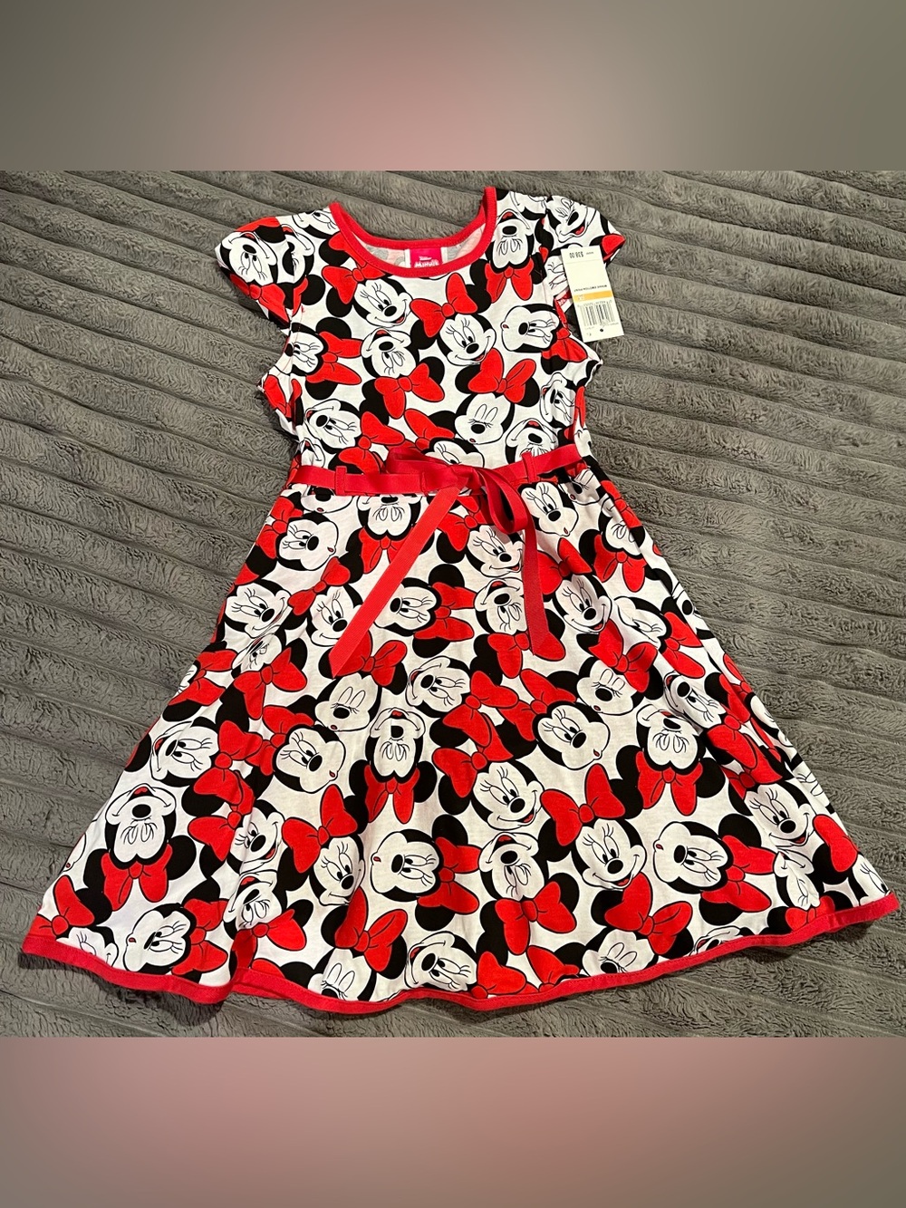 DISNEY JUNIOR MINNIE MOUSE GIRL RED WHITE PRINTED DRESS NEW TAGS SIZE 6x MACY’S